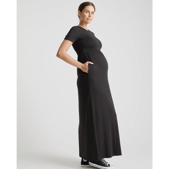 Quince Dresses & Skirts - QUINCE Black Tencel Jersey Maternity Maxi Dress NWT Size Large